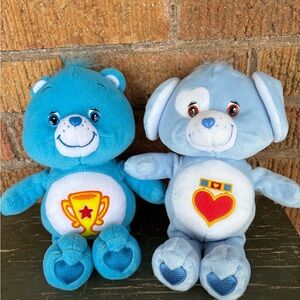 Vintage Lot Of 2 Care Bear Plush Loyal Heart Dog Champ Bear 10 Inch 2003